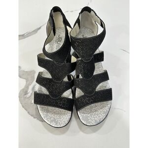 JBU by Jambu Black‎ Vegan Memory Foam Wedge Sandals Women's Size 9.5M